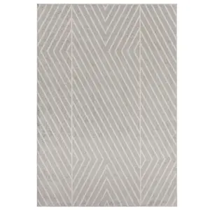 Grey Modern Striped Easy to Clean Rug For DiningRoom-120cm X 170cm