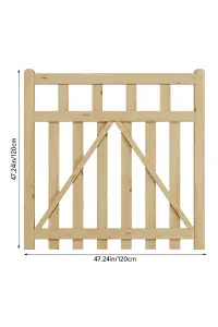 Durable Wooden Pedestrian Gate for Garden Fence and Entrance 120cm W x 120cm H