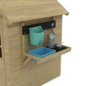 Foxglove Cottage Playhouse with Early Fun Mud Kitchen Accessory and Shutters - FSC certified