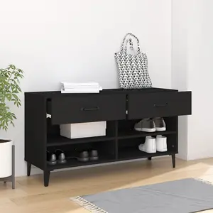 Berkfield Shoe Cabinet Black 102x35x55 cm Engineered Wood