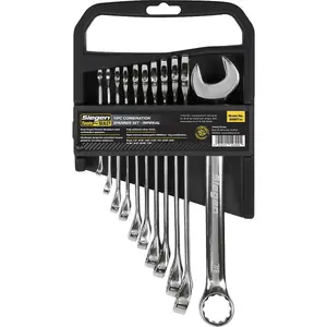 11-Piece Slim Handled Combination Spanner Set with 12 Point Imperial Heads