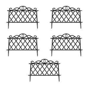 Set of 5 Plastic Lawn Edging Lattice Panels (45cm x 35cm)