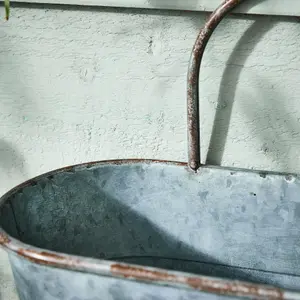 Vintage Style Effect Weathered Effect Galvanised Trough Planter Flower Pot Embossed Dolly Tub Outdoor Garden Planter