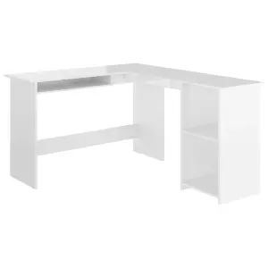 Berkfield L-Shaped Corner Desk High Gloss White 120x140x75 cm Engineered Wood