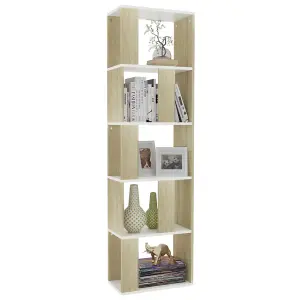 Berkfield Book Cabinet/Room Divider White and Sonoma Oak 45x24x159 cm Engineered Wood