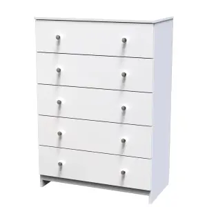 Yarmouth Ready assembled White 5 Drawer Chest (H)1067mm (W)740mm (D)390mm