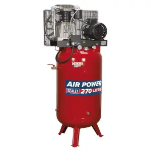 Sealey Air Compressor 270L Vertical Belt Drive 7.5hp 3ph 2-Stage with Cast Cylinders SACV52775B