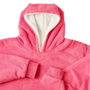 Sienna Hoodie Blanket Ultra Plush Wearable Sherpa Oversize - Fuchsia