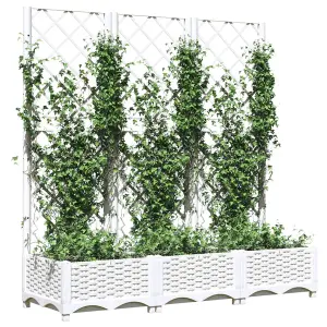 Berkfield Garden Planter with Trellis White 120x40x121.5 cm PP