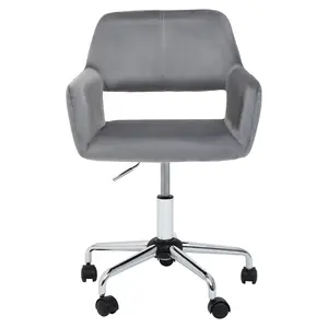 Interiors by Premier Brent Grey Velvet And Chrome Base Home Office Chair