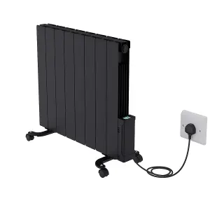 Rinse Bathrooms 1500W Smart WIFI Electric Oil Filled Radiators Electric Heater with Adjustable Thermostat & Timer Black