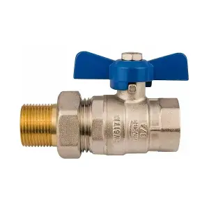 1 Inch BSP Heavy Duty Plumbing Ball Valve Blue Butterfly Handle FxM