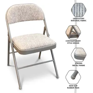 SET OF 2 FABRIC PADDING FOLDING CHAIR DELUXE STRONG METAL FRAME OFFICE WITH BACK REST NEW