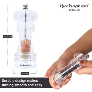 Buckingham Acrylic Classic Salt & Pepper Mill-Durable Ceramic Grinders for Spices