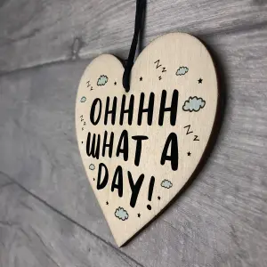 Red Ocean Oh What A Day Wooden Heart Funny Home Decor Sign Friendship Birthday Gifts Office Signs