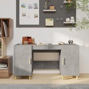 Berkfield Desk Concrete Grey 140x50x75 cm Engineered Wood