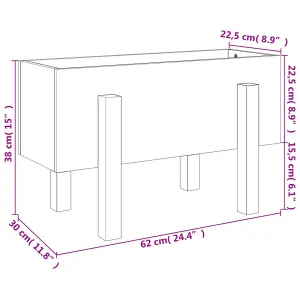 Berkfield Garden Planter Grey 62x30x38 cm Solid Wood Pine