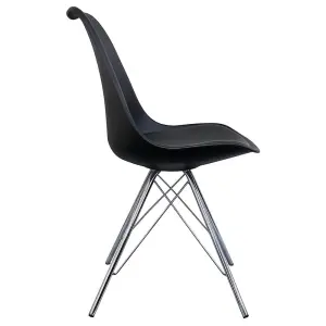 Soho Black Plastic Dining Chair with Chrome Metal Legs