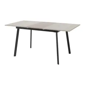 Avery Extending Dining Table in Concrete Grey Oak Effect and Black Metal Frame