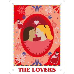 Deadly Tarot Pride The Lovers Tin Mini Plaque Pink/Red/White (One Size)