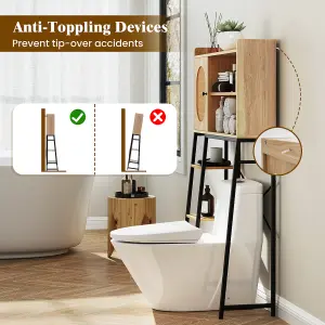 COSTWAY Over The Toilet Storage Cabinet w/Anti-tipping Devices Bathroom Organizer Shelves Toilet Rack