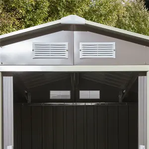 6 x 4 Double Door Metal Apex Shed (Light Grey)