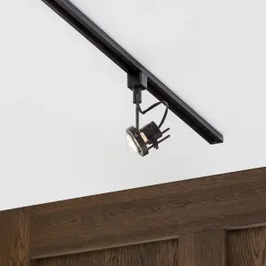 Litecraft Greenwich Black 1 Head 1m Straight Kitchen Ceiling Light with LED Bulbs