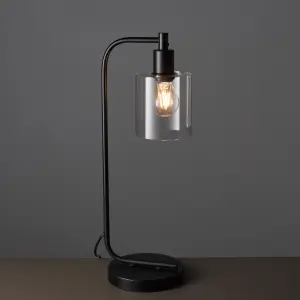 Anson Lighting Newbrook Table light finished in Matt black and clear glass