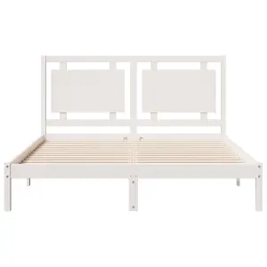 Berkfield Extra Long Bed Frame without Mattress White 140x210 cm Solid Wood