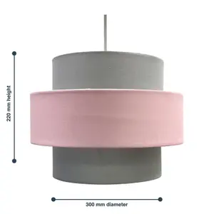 First Choice Lighting Pair of Pink and Grey Two Tier Light Shades