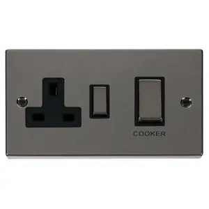 Click Scolmore Cooker Switch Unit 45A Switched Socket Black Nickel - VPBN504BK