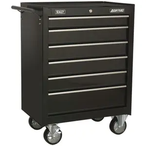 6 Drawer Black Portable Tool Chest with Locking Mobile Storage System