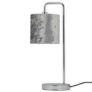 First Choice Lighting Set of 2 Grey Crushed Velvet 15.5cm Table Lamp Shades