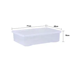 Wham Crystal 46L Medium Under Bed Plastic Storage Boxes With Lids - Pack of 4. Clear, Strong Made in UK Clear