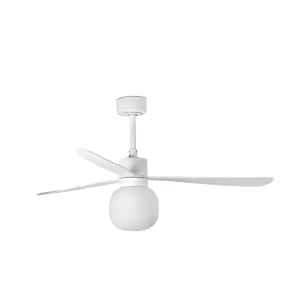 Luminosa Amelia Large Ball Led White Ceiling Fan 20W 2700K, 6 Speed