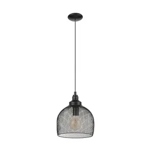 Hanging Ceiling Pendant Light Black Wire Mesh Shade 1 x 60W E27 Feature Lamp