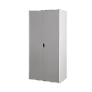 Alton 2 Door Double Wardrobe White & Grey Bedroom Furniture Cupboard