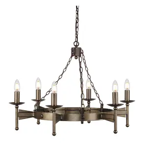 Elstead Cromwell 6 Light Chandelier Old Bronze Finish, E14