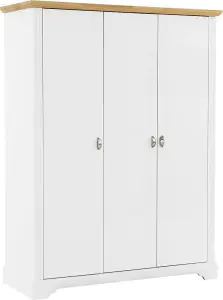 Toledo 3 Door Wardrobe in White and Oak Effect Veneer