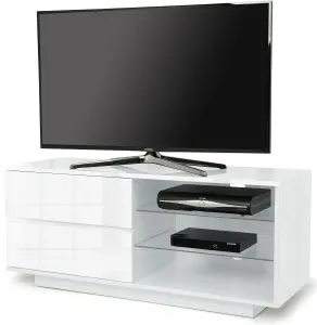 Centurion Supports Gallus High Gloss White with 2-White Drawers and 2 Shelves up to 55" LED/OLED/LCD TV Cabinet