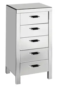 Interiors by Premier 5 Drawers Mirrored Chest, Modern chest of drawers, Spacious Storage Chest For Living Room, Drawer Chest