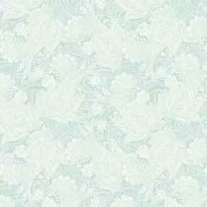 Hoopla Walls Duck Egg Blue Paisley Smooth Matt Wallpaper