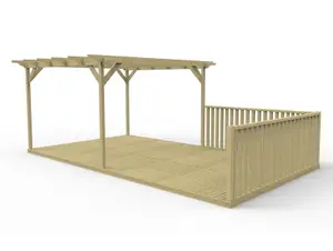 Rectangular pergola and decking kit with balustrade V.6, 2.4m x 3.6m