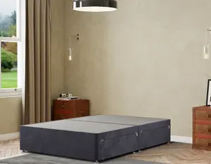 Simple Divan Base 2 Drawers Plush Steel