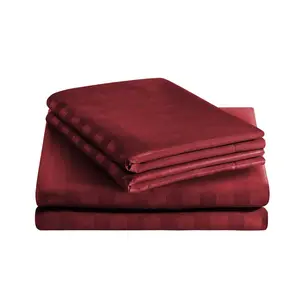 Microfiber Striped Duvet Cover Set with Pillowcases Burgundy / Super King Duvet Cover + 2 Standard Pillowcases