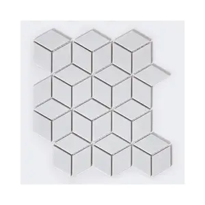 Top Ceramics White Rhombus Mosaic Tile Satin/Matt (L)310 x (W)265mm