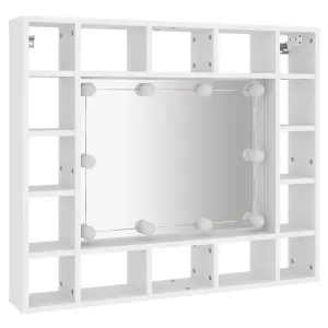 Berkfield Mirror Cabinet with LED White 91x15x76.5 cm