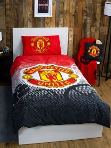 Manchester United FC Crest Single Duvet Cover and Pillowcase Set