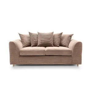 Jumbo Brown Cord 3 Seater Sofa for Living Room with Thick Luxury Deep Filled Cushioning