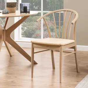 Cassandra Dining Chair with Armrest in White Oak Set of 2